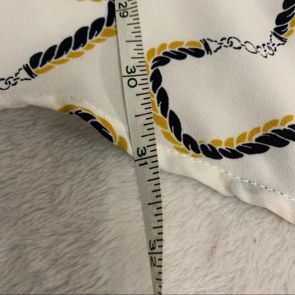 Anne Klein white/blue/brown nautical themed top size M - Picture 7 of 9